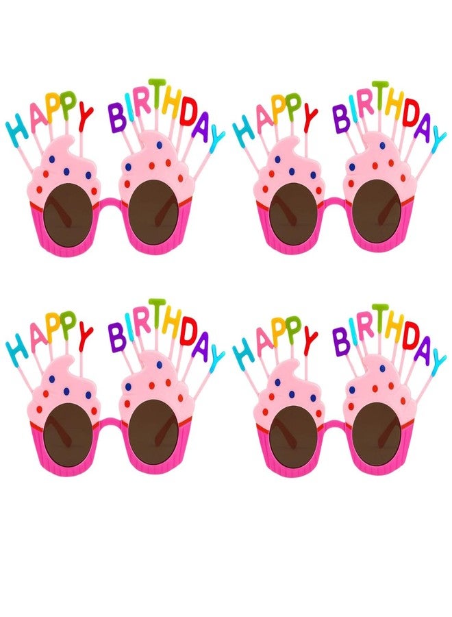 we3 Birthday Party Decorative Goggles Eyewear for Kids & Adults Colorful Plastic Goggles with Happy Birthday Design Fun and Photo Booth Props (Pack Of 4, Pink) - Image 1